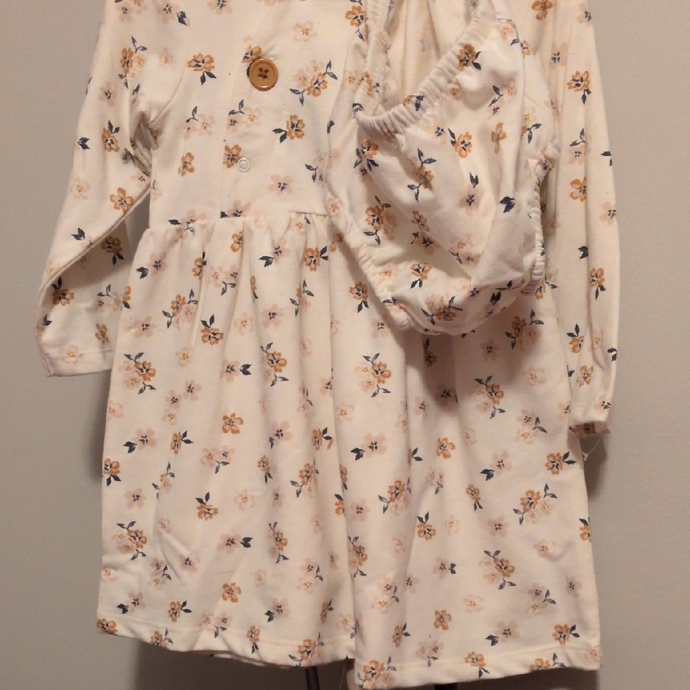 Chick Pea Floral Kids Dress - Cream and Brown